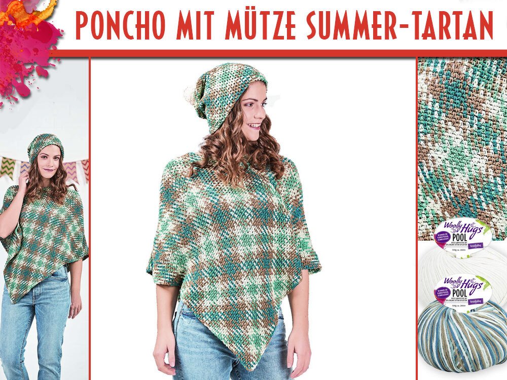 PONCHO MIT MÜTZE SUMMER-TARTAN