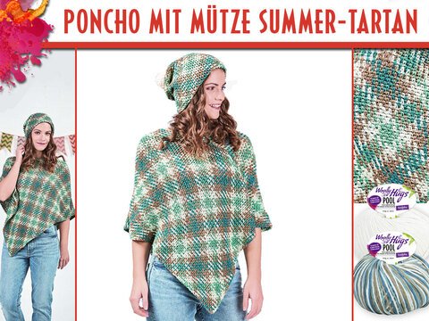 PONCHO MIT MÜTZE SUMMER-TARTAN