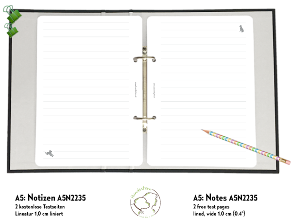 Notes A5 inserts ring planners Dogs Test A5N2235