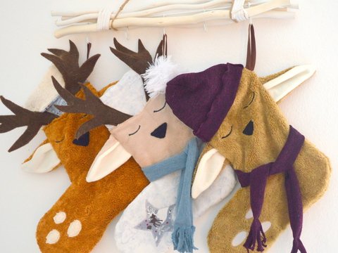 Nähanleitung Nikolausstiefel Reh Rentier inkl. Schnittmuster Anleitung und Stickdatei