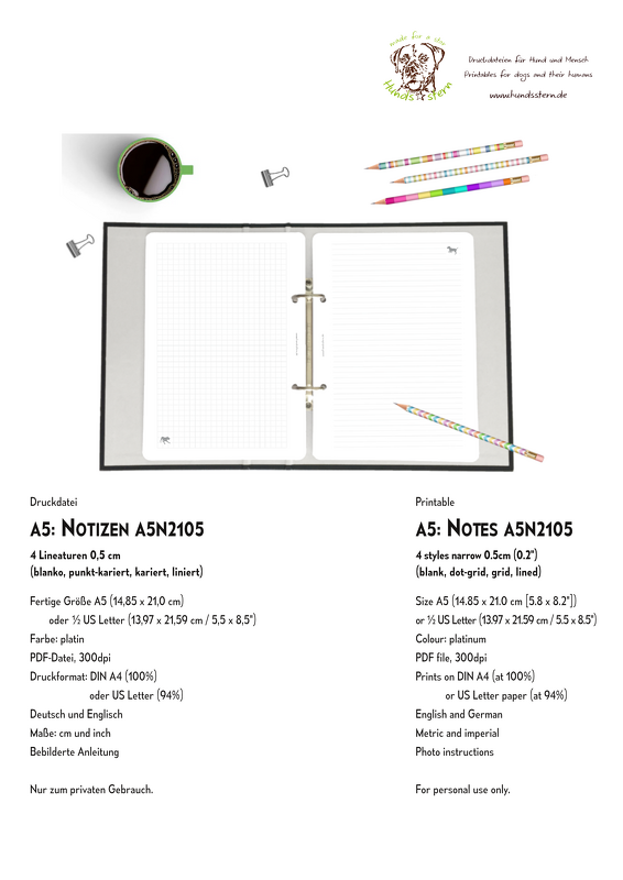 Set Notes Pages A5 inserts ring planner dogs A5N2105 - Image 6