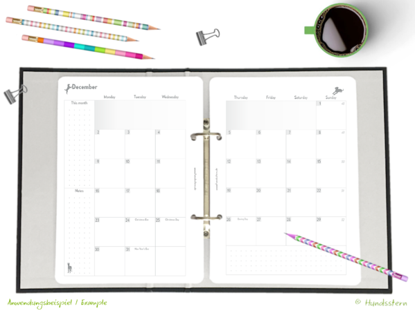 Monthly Planner 1M2P v A5 inserts Dogs A5K21225