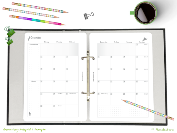 Monthly Planner 1M2P v A5 inserts Dogs A5K21225