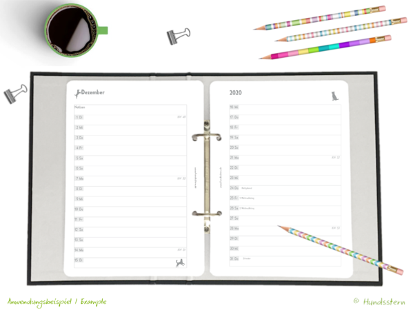 Monthly Planner 1M2P h A5 inserts Dogs A5K21215