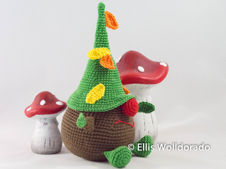 Herbst-Gnom Herbert Buntblatt, Häkelanleitung