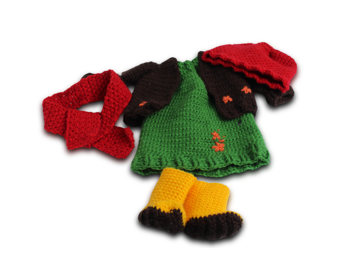 Puppenkleidung Alva, Herbstset, Puppenkleid, Puppenjacke, Puppenmütze