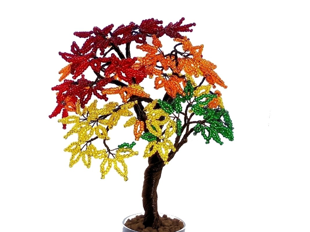 Herbst Ahorn Bonsai aus Perlen und Draht - und aus Liebe