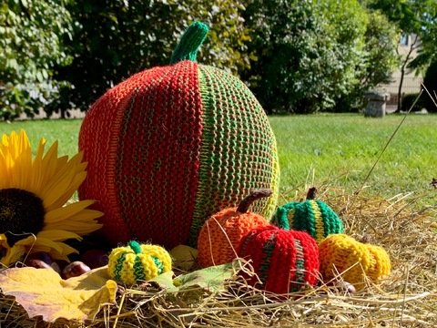 Herbstdeko Kürbisse und Halloween LED Licht - Strickanleitung
