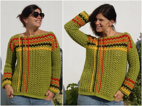 Häkelpulli HERBSTLOOK (Oversize, Gr. S/M, L/XL)