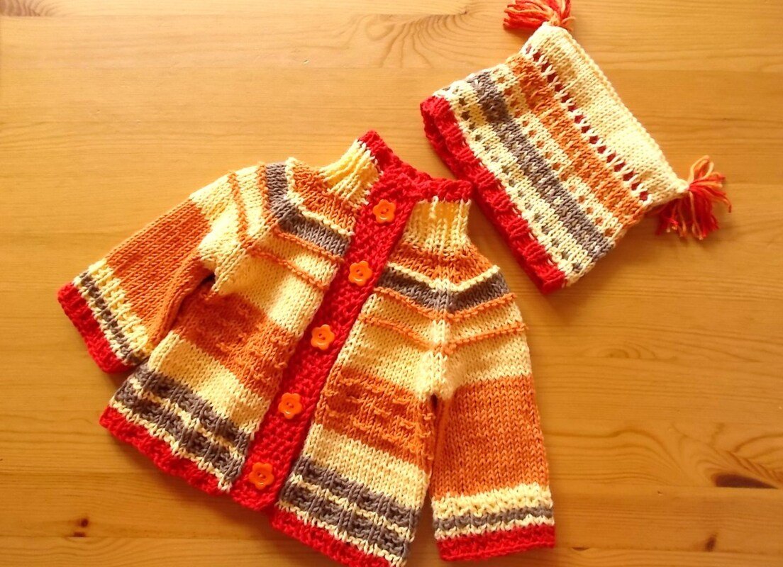 Strickjacke + Mütze für Puppen und Neugeborene - Strickanleitung