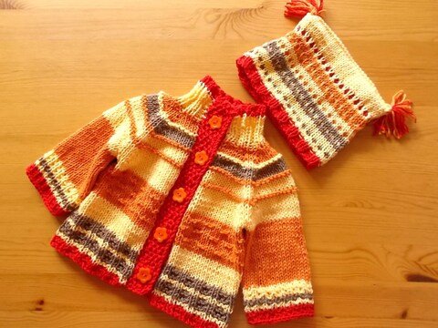 Strickjacke + Mütze für Puppen und Neugeborene - Strickanleitung