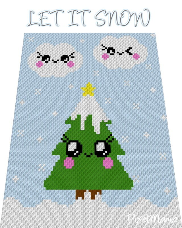 Häkelmuster * LET IT SNOW * Grafik für C2C Decke - Bild 5