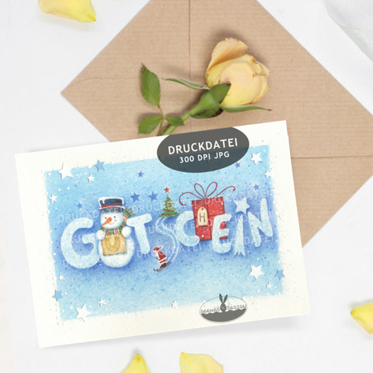 Druckdatei Weihnachtskarte Gutschein A6