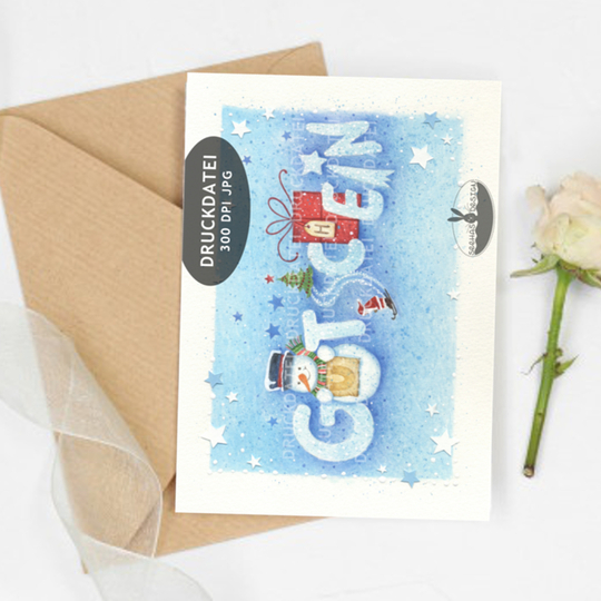 Druckdatei Weihnachtskarte Gutschein A6