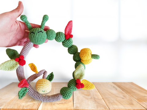 Anleitung Herbstkranz Raupe mit Apfel/ Beeren/ Kürbis/ Blättern