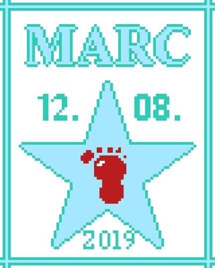 Häkelmuster * STAR of FAME - boy - mit NAME & Datum personalisiert * Grafik für C2C Decke