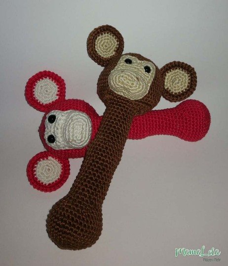 Greifstab/Rassel Äffchen - Häkelanleitung