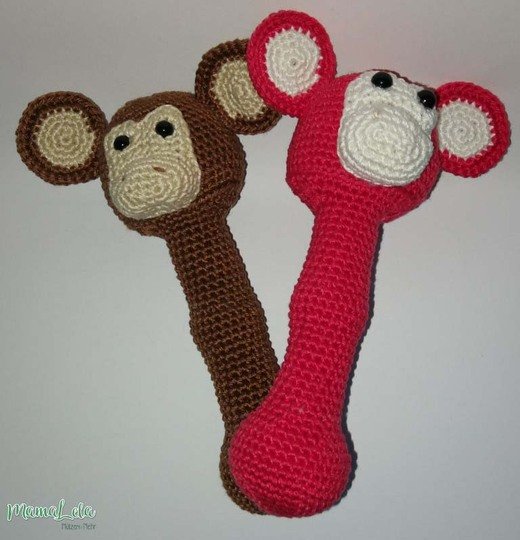 Greifstab/Rassel Äffchen - Häkelanleitung