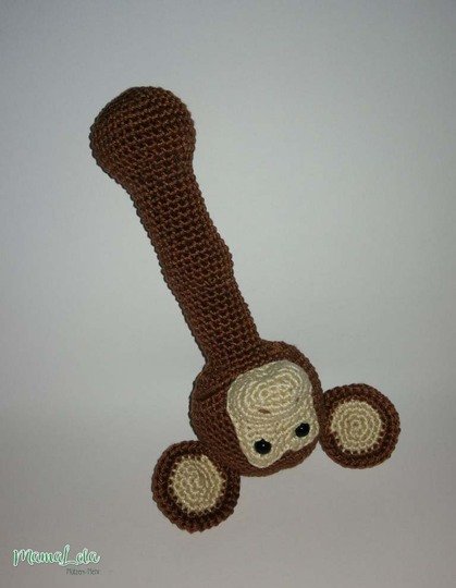 Greifstab/Rassel Äffchen - Häkelanleitung