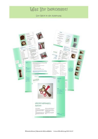 Greifstab/Rassel Äffchen - Häkelanleitung