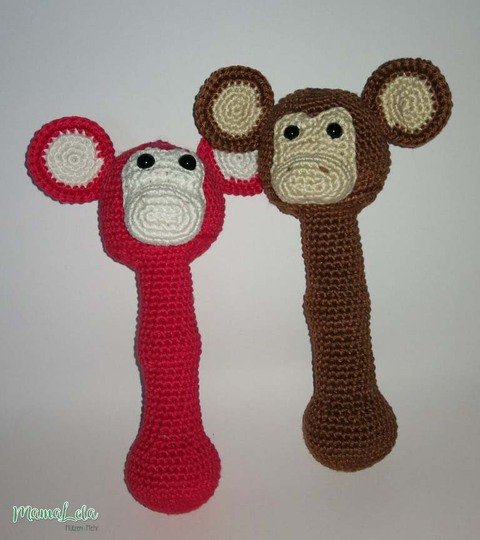 Greifstab/Rassel Äffchen - Häkelanleitung