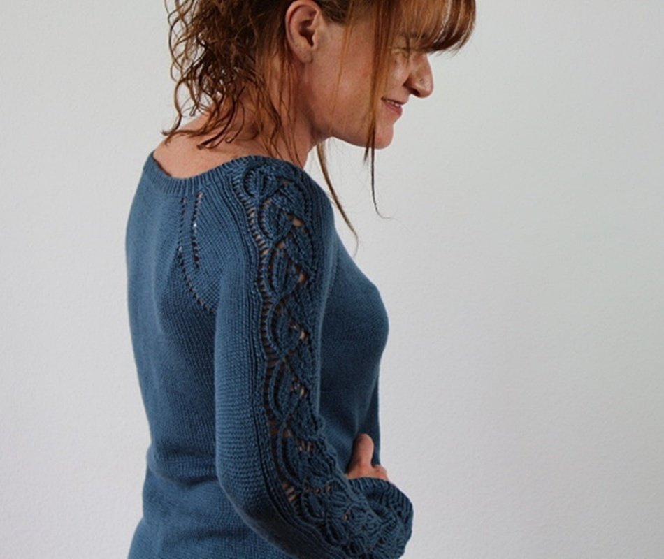 Knitting Pattern PDF Raglan Sweater – Top Down Lace Sleeve Pullover - Image 10