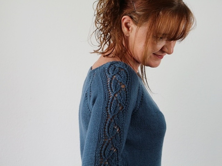 Knitting Pattern PDF Raglan Sweater – Top Down Lace Sleeve Pullover