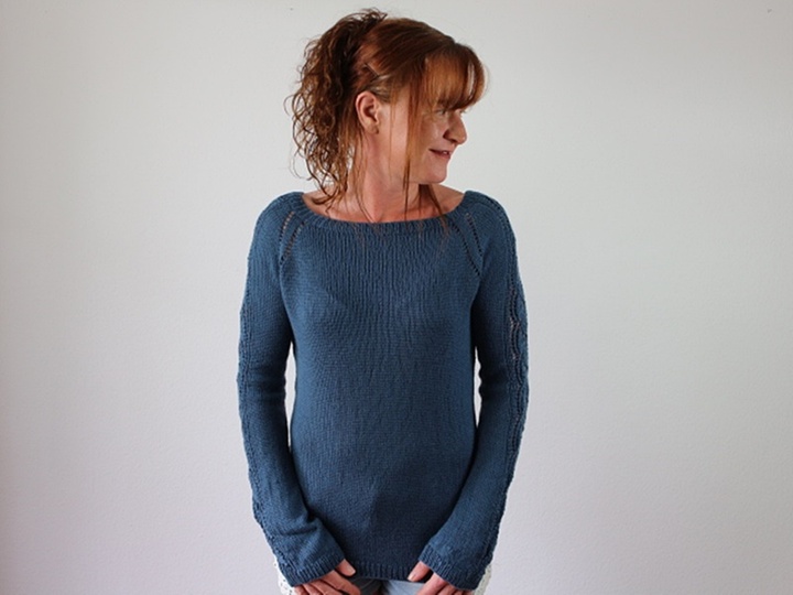 Knitting Pattern PDF Raglan Sweater – Top Down Lace Sleeve Pullover