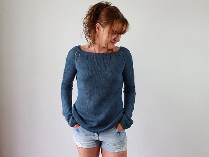 Knitting Pattern PDF Raglan Sweater – Top Down Lace Sleeve Pullover