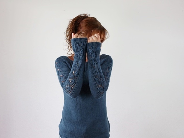 Knitting Pattern PDF Raglan Sweater – Top Down Lace Sleeve Pullover