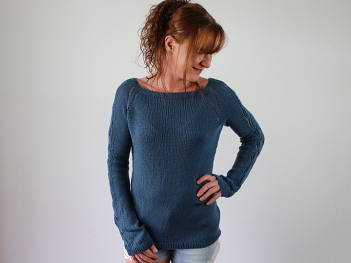 Strickanleitung Raglanpullover Top Down – Sweater mit Lacemuster