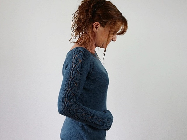 Strickanleitung Raglanpullover Top Down – Sweater mit Lacemuster
