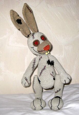 zombie horror bunny, PDF crochet pattern, animal, tutorial, ebook, amigurumi, halloween, crazy