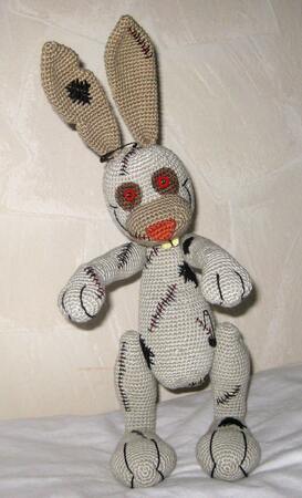 zombie horror bunny, PDF crochet pattern, animal, tutorial, ebook, amigurumi, halloween, crazy