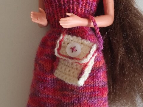 Puppen - Kleid, Hut, Tasche