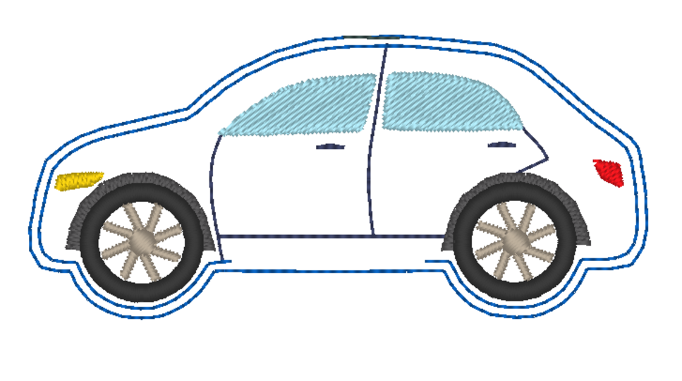 Auto Kissen und Anhänger ITH Stickdatei