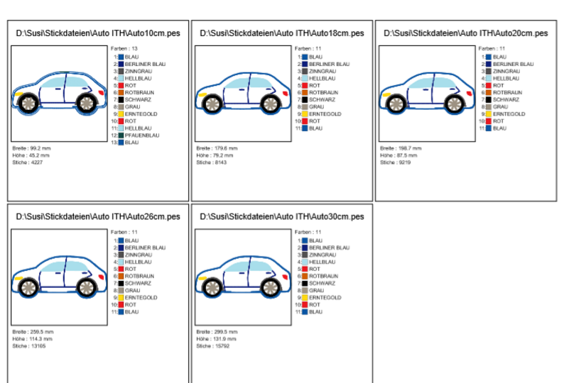 Auto Kissen und Anhänger ITH Stickdatei