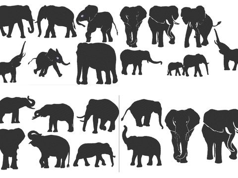 Elefant Stickdatei Silhouetten