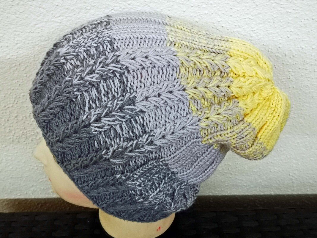 Mütze yellow, mit Farbverlauf, einfaches Muster, alle Größen
