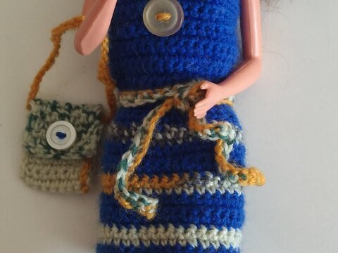 Häkelanleitung Puppen- Kleid, Hut, Tasche