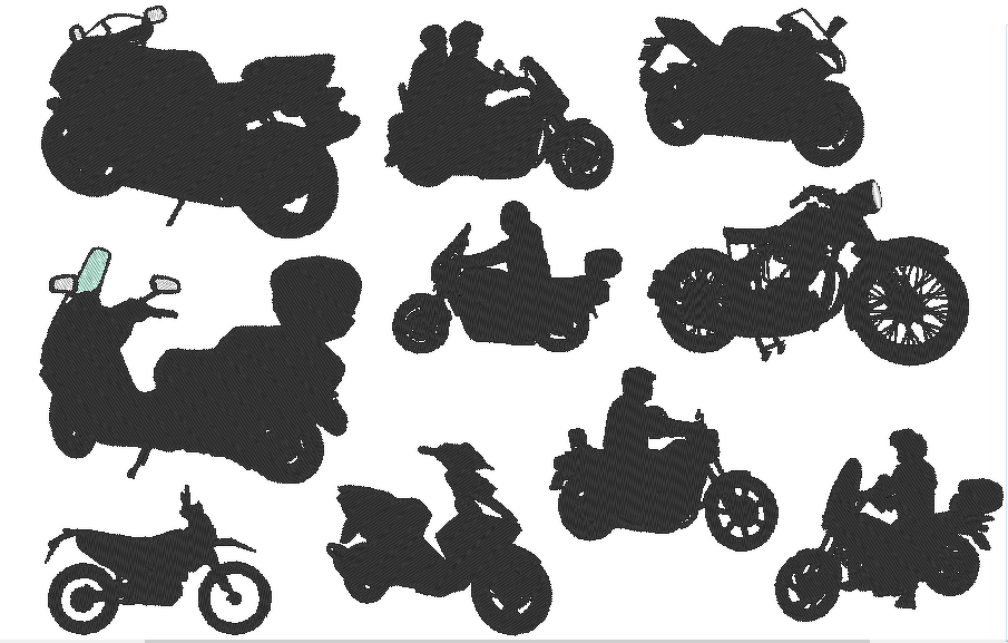 Motorrad Motorroller Stickdatei Silhouetten