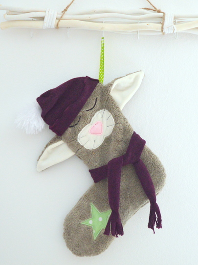 Nähanleitung Nikolausstiefel Bären und Katze inkl. Schnittmuster Anleitung und Stickdatei