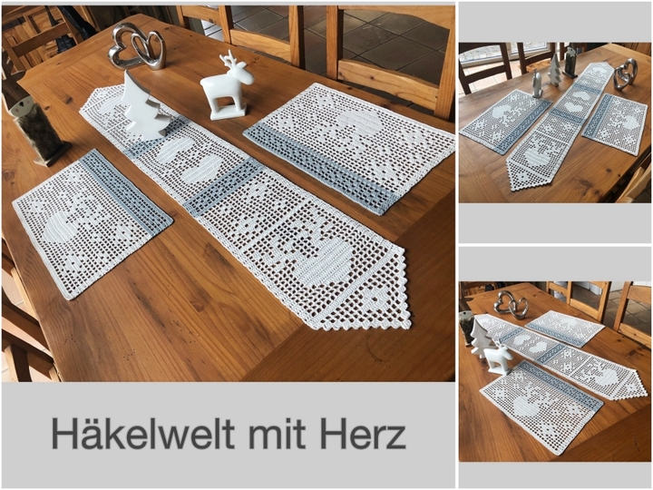 Häkeln / Tischband + Platzdeckchen / "Rudi in Love"