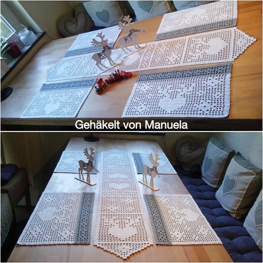 Häkeln / Tischband + Platzdeckchen / "Rudi in Love"