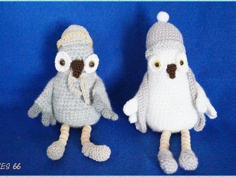 Eulenpärchen Ulla und Kurt , winterliche Kantenhocker