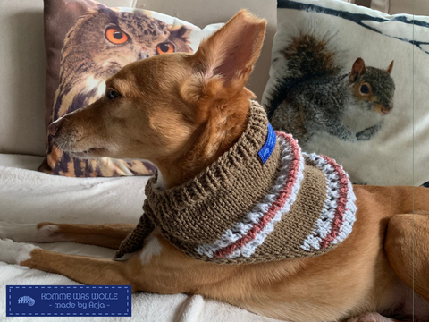 Strickanleitung - Cooles Hunde-Halstuch "BATZI" aus Wollresten