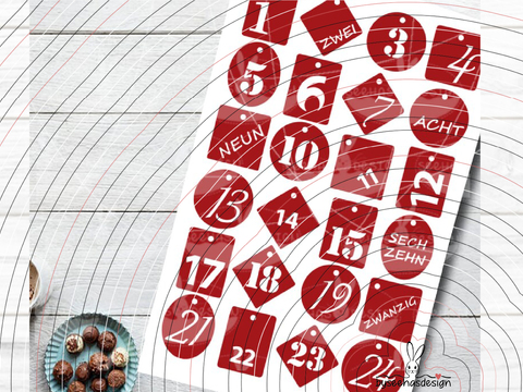 Adventszahlen 1-24 Plotterdatei SVG DXF