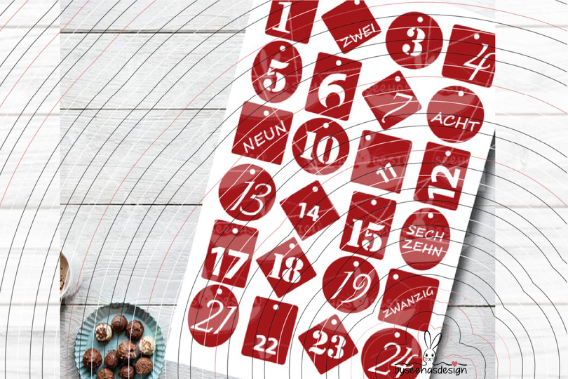Adventszahlen 1-24 Plotterdatei SVG DXF