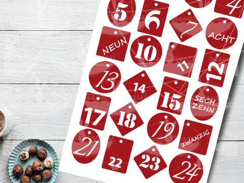 Adventszahlen 1-24 Plotterdatei SVG DXF FCM