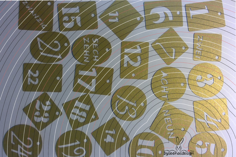 Adventszahlen 1-24 Plotterdatei SVG DXF